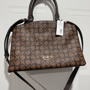 GUESS Dark Brown Patterned Satchel